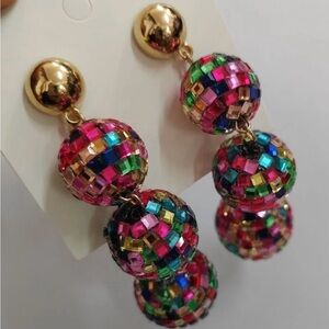 Multicolor Mosaic Disco Ball Earrings